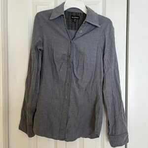 La Chateau Bluish grey Chambray Button-Down Shirt | Princess Seams